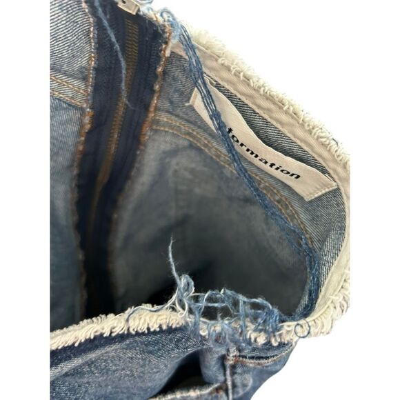 Reformation Zipper Jean Celtic Blue Size 28 Y2K Contrast Pockets Frayed Contrast - Picture 11 of 14